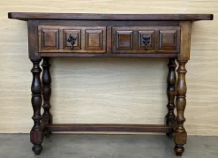 Pamono Spanish Console Table with Carved Drawers, 1940s Clearance