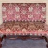 Pamono Spanish Damask Velvet Bench with Carved Walnut Legs, 1900s New