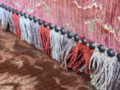 Pamono Spanish Damask Velvet Bench with Carved Walnut Legs, 1900s New