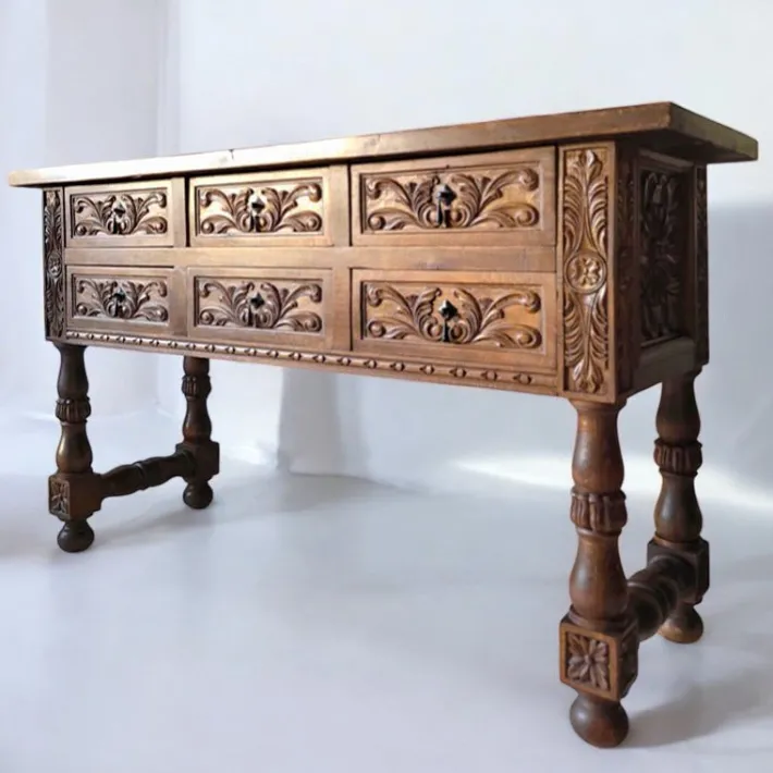Pamono Spanish Hand Carved Console Table, 1920s Outlet