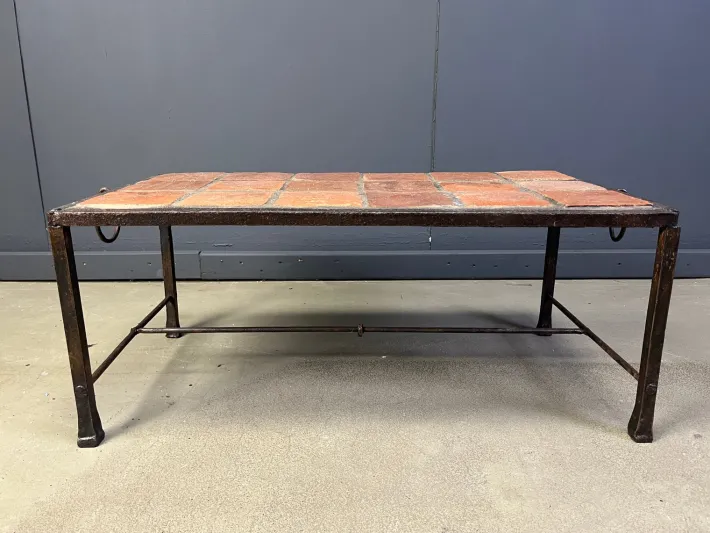 Pamono Spanish Iron and Ceramic Tile Coffee Table, 1950s Sale