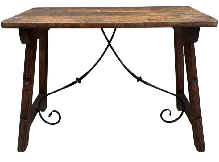 Pamono Spanish Refectory Table and Iron Stretcher, 18th Century New