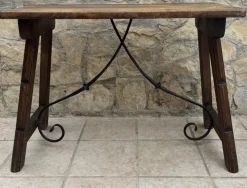 Pamono Spanish Refectory Table and Iron Stretcher, 18th Century New
