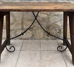 Pamono Spanish Refectory Table and Iron Stretcher, 18th Century New