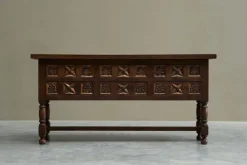 Pamono Spanish Style Sideboard in Hand Carved Walnut and Wrought Iron, 1940s New