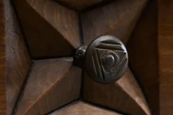 Pamono Spanish Style Sideboard in Hand Carved Walnut and Wrought Iron, 1940s New