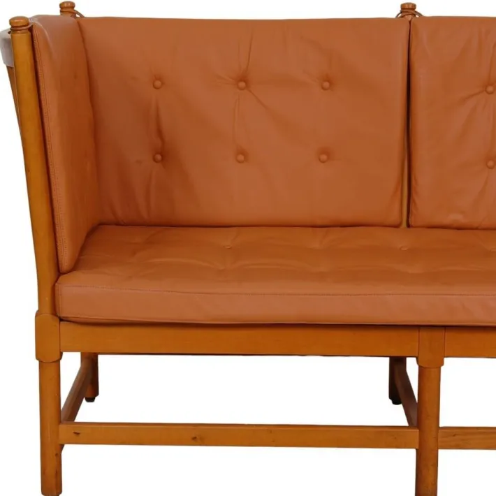 Pamono Spoke-Back 2-Seater Sofa in Cognac Leather by Børge Mogensen, 1960s Online