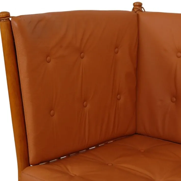 Pamono Spoke-Back 2-Seater Sofa in Cognac Leather by Børge Mogensen, 1960s Online
