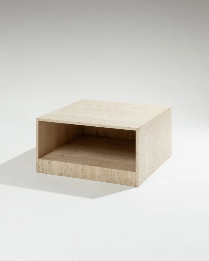 Pamono Square Travertine Coffee Table, 1970s Online