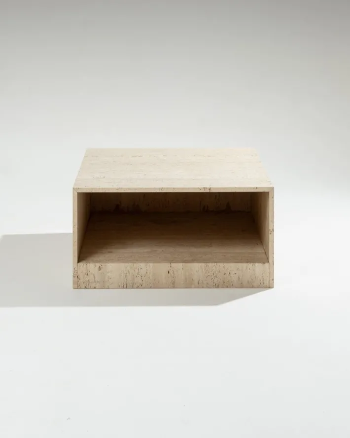 Pamono Square Travertine Coffee Table, 1970s Online