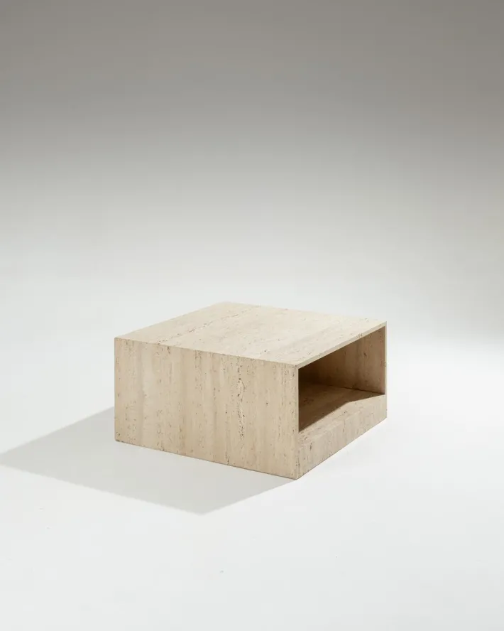 Pamono Square Travertine Coffee Table, 1970s Online