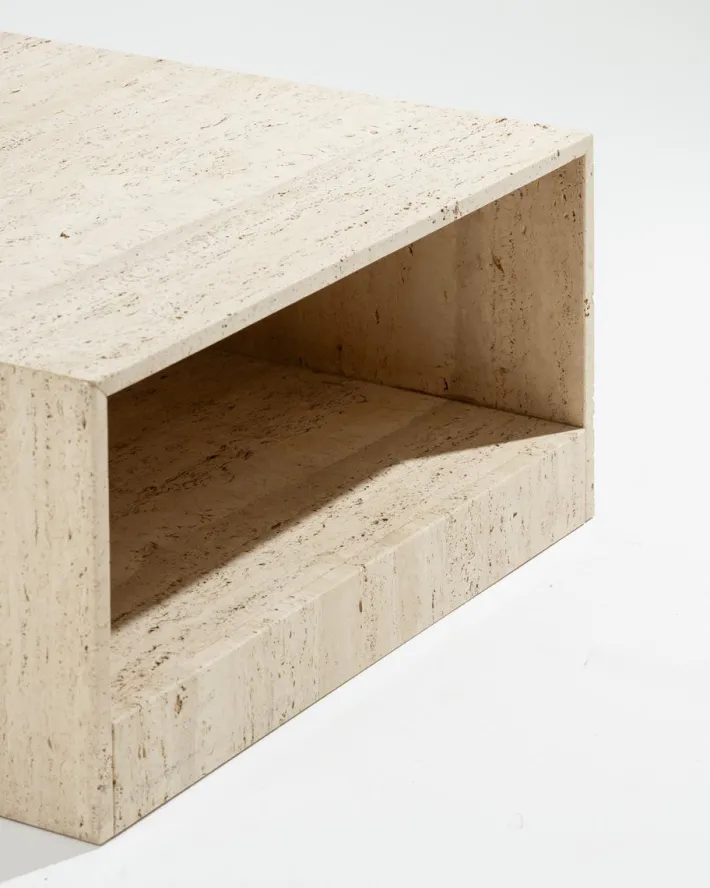 Pamono Square Travertine Coffee Table, 1970s Online