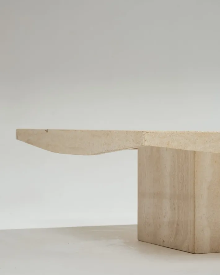 Pamono Square Travertine Coffee Table, 1970s Online