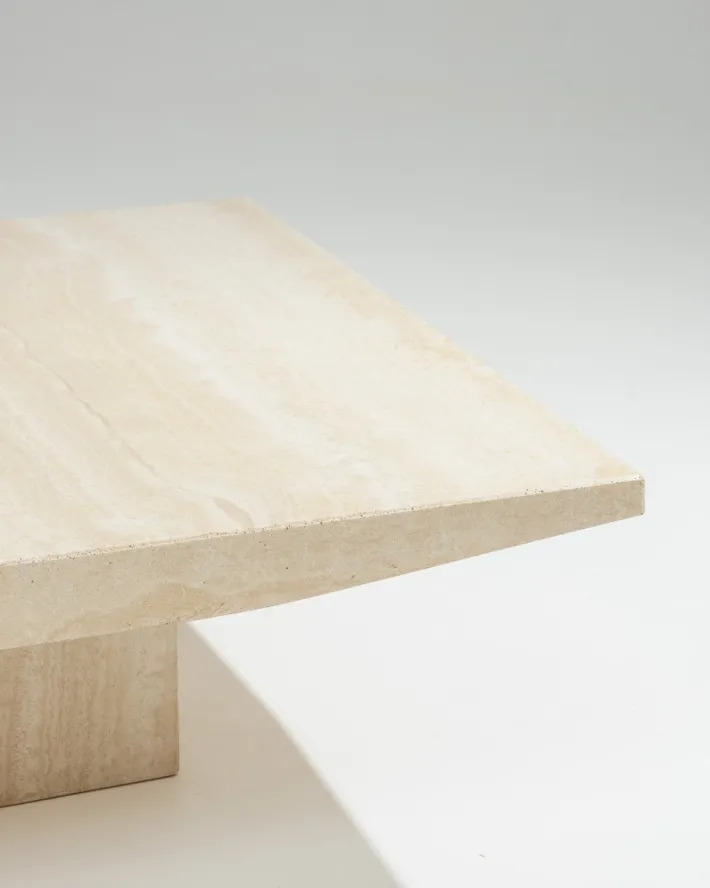 Pamono Square Travertine Coffee Table, 1970s Online