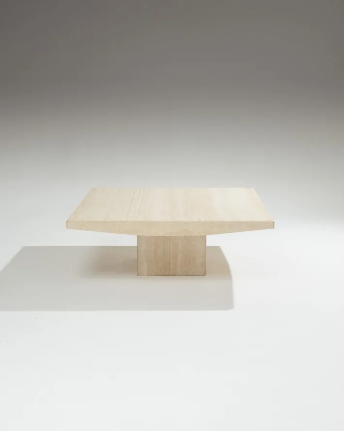 Pamono Square Travertine Coffee Table, 1970s Online
