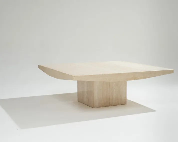 Pamono Square Travertine Coffee Table, 1970s Online
