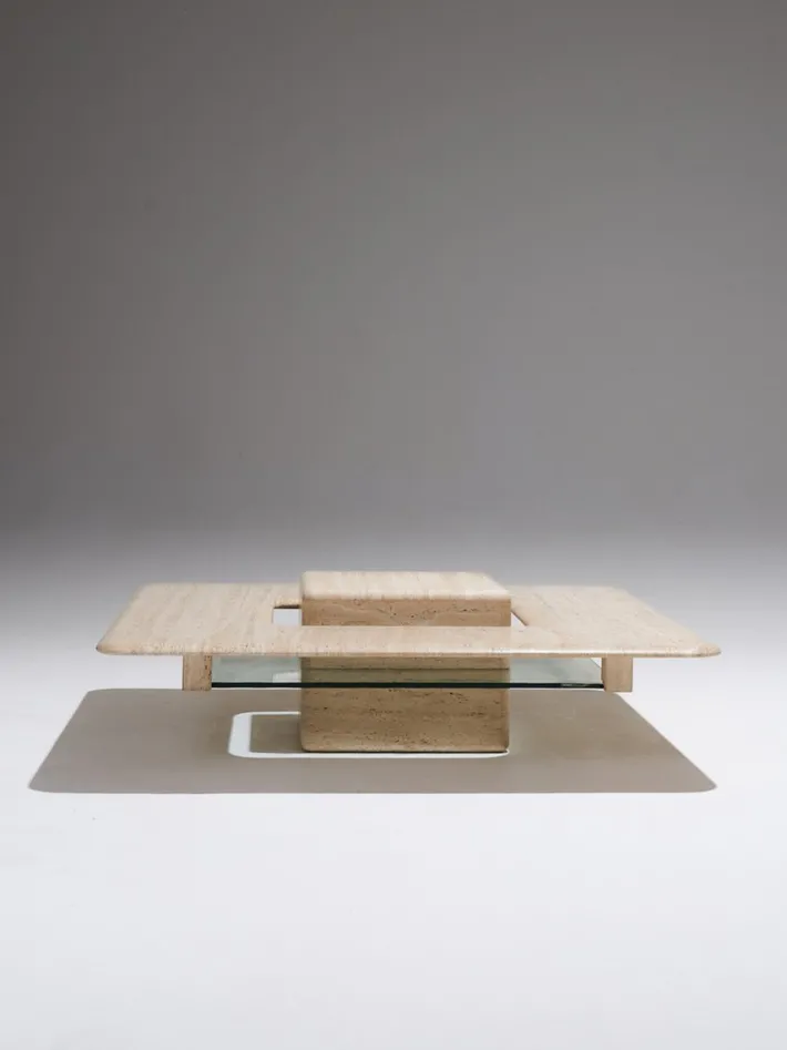 Pamono Square Travertine Saturn Coffee Table, 1980s Online