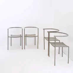 Pamono Stackable Chairs in Gray Metal by Philippe Starck for Driade, Set of 4 Sale