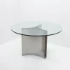 Pamono Steel and Glass Dining Table attributed to Michel Boyer, France, 1970s