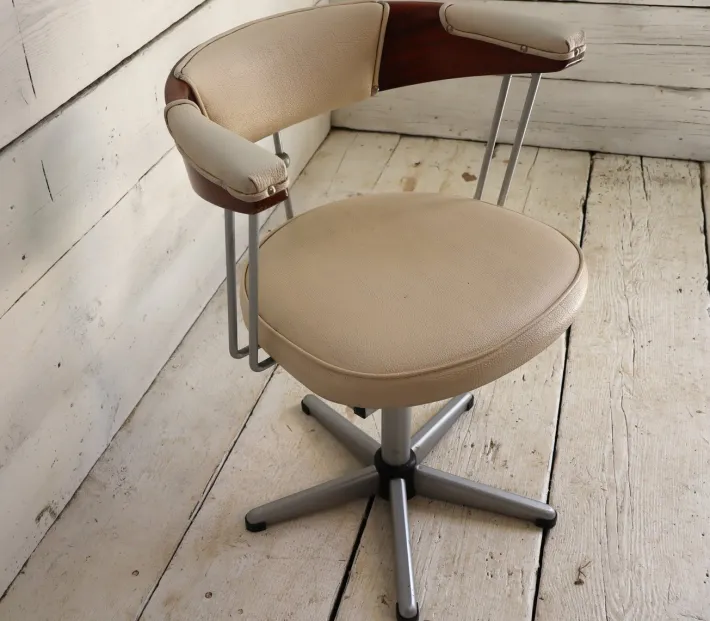 Pamono Steel and Leather Swivel Chair, 1980s Discount