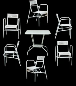 Pamono Steel Garden Furniture, 1950s, Set of 7 Best