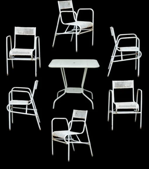 Pamono Steel Garden Furniture, 1950s, Set of 7 Best