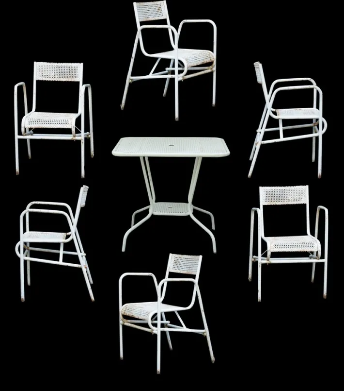 Pamono Steel Garden Furniture, 1950s, Set of 7 Best