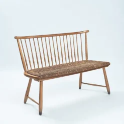 Pamono Straw Spindle Bench by Arno Lambrecht for WK Möbel, 1950s Best