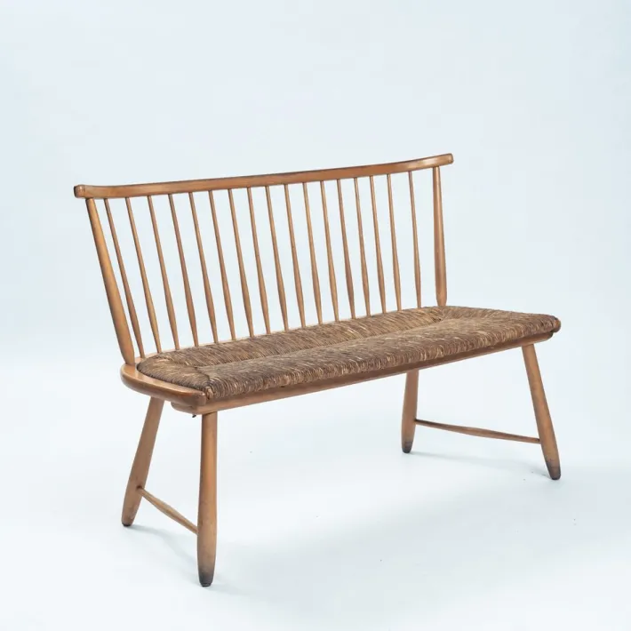 Pamono Straw Spindle Bench by Arno Lambrecht for WK Möbel, 1950s Best