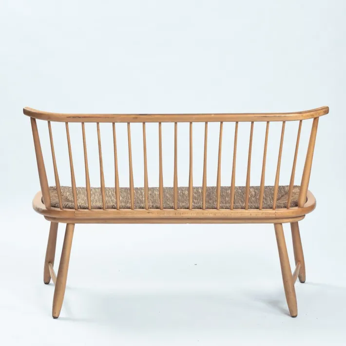 Pamono Straw Spindle Bench by Arno Lambrecht for WK Möbel, 1950s Best