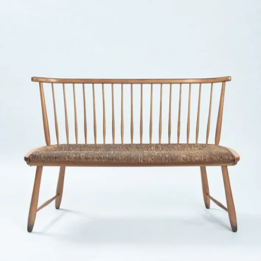 Pamono Straw Spindle Bench by Arno Lambrecht for WK Möbel, 1950s Best