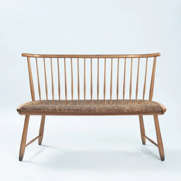 Pamono Straw Spindle Bench by Arno Lambrecht for WK Möbel, 1950s Best