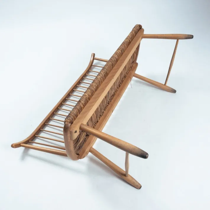 Pamono Straw Spindle Bench by Arno Lambrecht for WK Möbel, 1950s Best