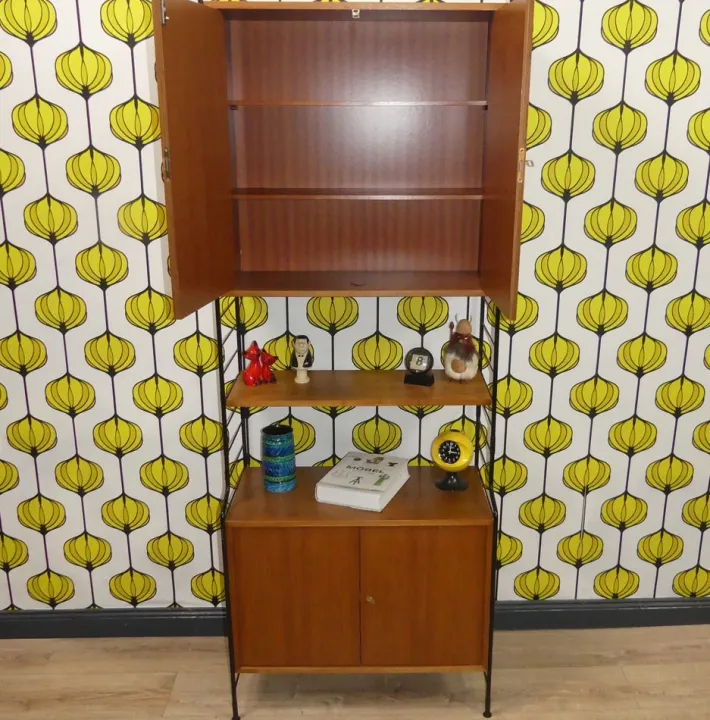 Pamono String Ladder Shelf & WHB Shelf with Steel and Wire Cabinet elements Hot