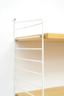 Pamono String Shelving System in Ash with 2 Ladders by Kajsa and Nisse Strinning, 1940s Hot