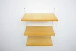Pamono String Shelving System in Ash with 2 Ladders by Kajsa and Nisse Strinning, 1940s Hot