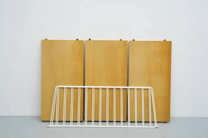 Pamono String Shelving System in Ash with 2 Ladders by Kajsa and Nisse Strinning, 1940s Hot