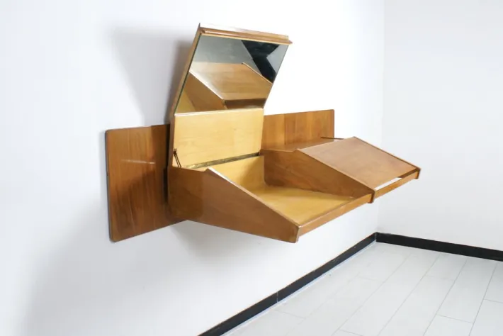 Pamono Suspended Console With Mirror and Italian Desk, 1950s Discount