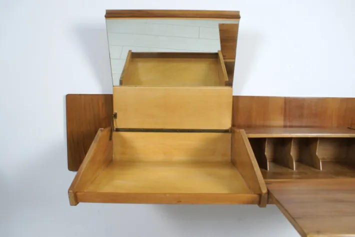Pamono Suspended Console With Mirror and Italian Desk, 1950s Discount