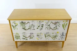 Pamono Swedish Modern Dresser with Nordens Flora Illustrations by C. A. M. Lindman, 1930s Discount