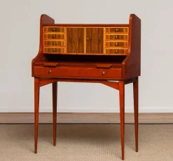Pamono Swedish Walnut and Elm Secretaire, 1960s New