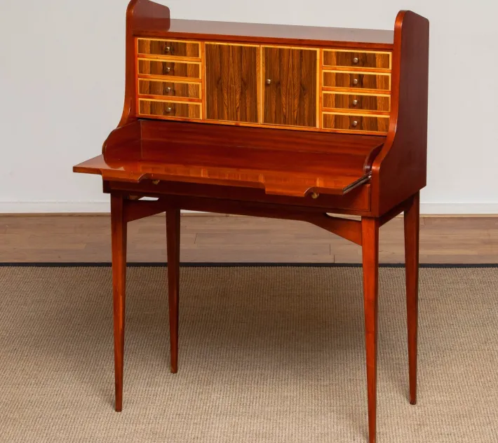 Pamono Swedish Walnut and Elm Secretaire, 1960s New