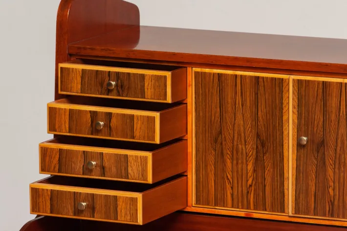 Pamono Swedish Walnut and Elm Secretaire, 1960s New