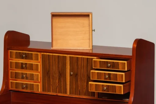 Pamono Swedish Walnut and Elm Secretaire, 1960s New
