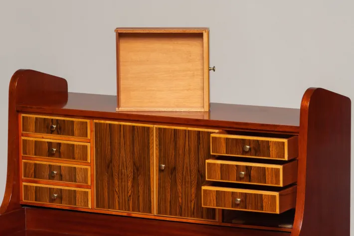 Pamono Swedish Walnut and Elm Secretaire, 1960s New