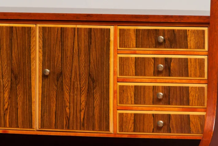 Pamono Swedish Walnut and Elm Secretaire, 1960s New