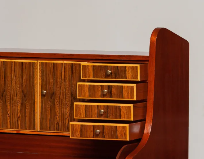 Pamono Swedish Walnut and Elm Secretaire, 1960s New