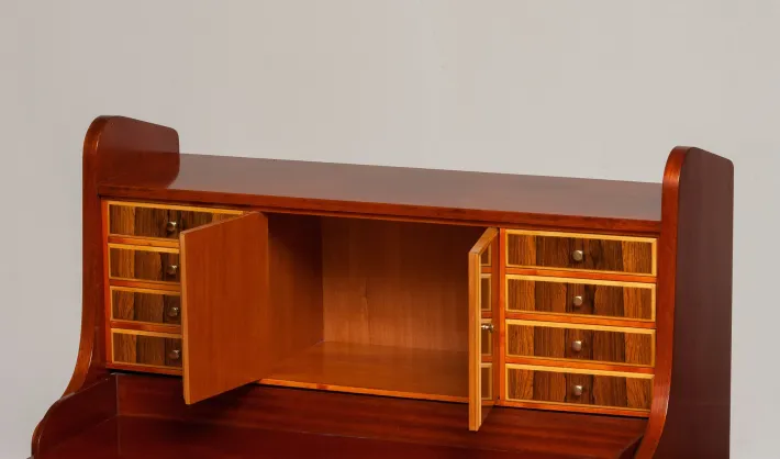 Pamono Swedish Walnut and Elm Secretaire, 1960s New
