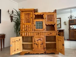 Pamono Swiss Pine Sideboard with Leaded Glass Sale