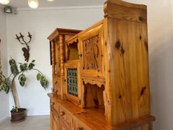 Pamono Swiss Pine Sideboard with Leaded Glass Sale